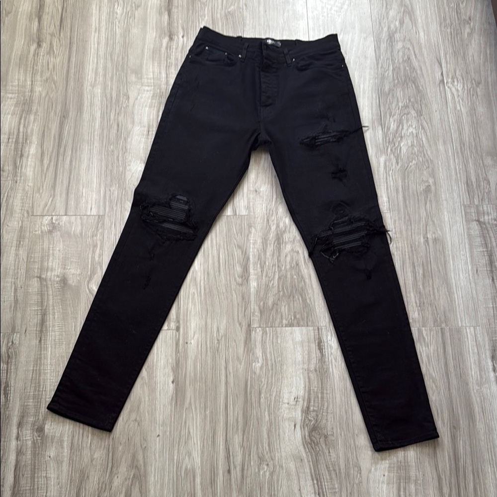 AMIRI Black Distressed Skinny Jeans
